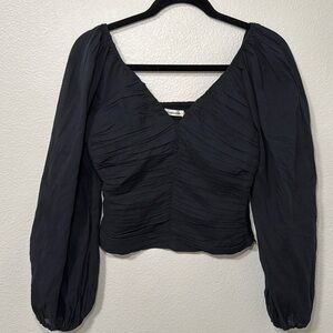 Abercrombie and Fitch Long-Sleeve Sheer Cotton Cinched Top